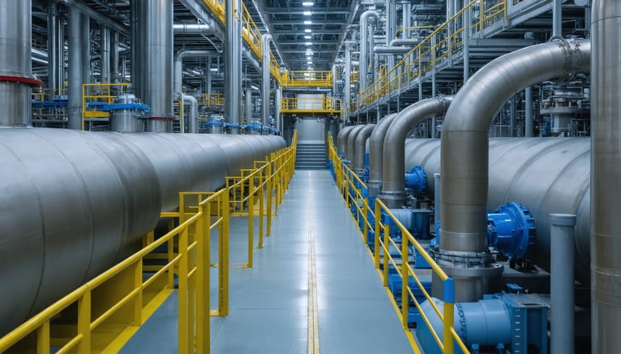 Stainless steel cannabis extraction equipment in clean industrial facility